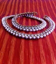 Buy White Diamentes Pearl Payal or Anklet- Ethnic Indian Bollywood Jewelry b159 anklet online 