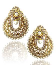 Buy Beautiful White Pearl Polki Earrings by ADIVA ABCHI0BCD006 TDS 2 danglers-drop online 