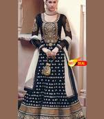 Buy Black embroidered Georgette semi stitched salwar with dupatta black-embroidered-georgette-semi-stitched-salwar-with-dupatta-party-wear-salwar-kameez--276 online