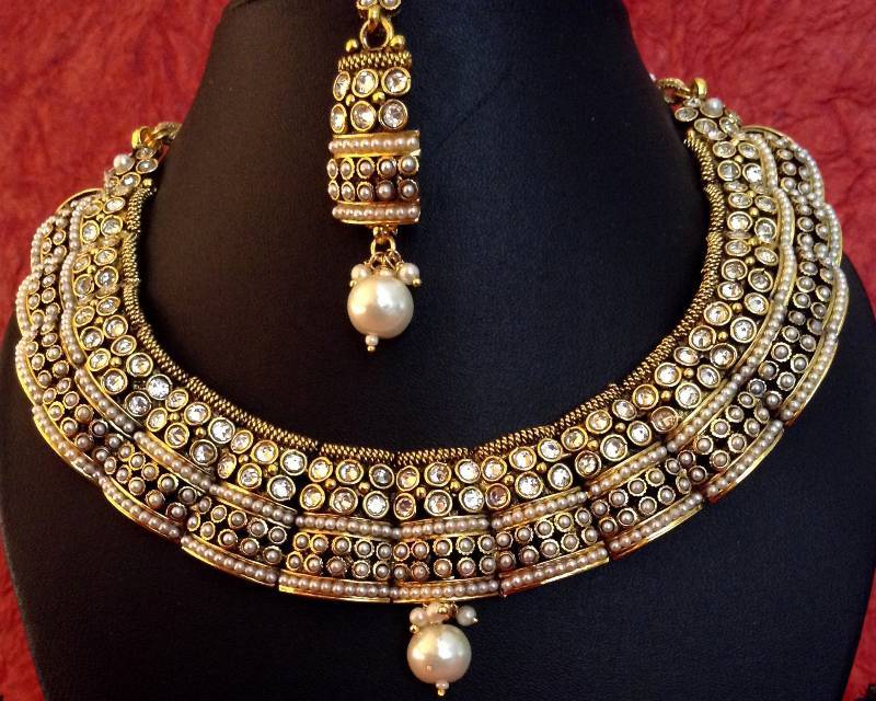 Aheli Indian Bollywood Wedding Necklace & Earring Set - Traditional Ethnic Jewelry For Women