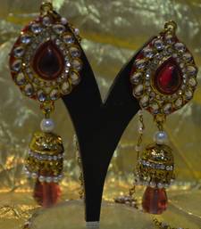 Pink kundan jhumki