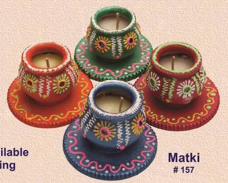 Buy Handmade earthen Matki Diya set of 4 157rp Online