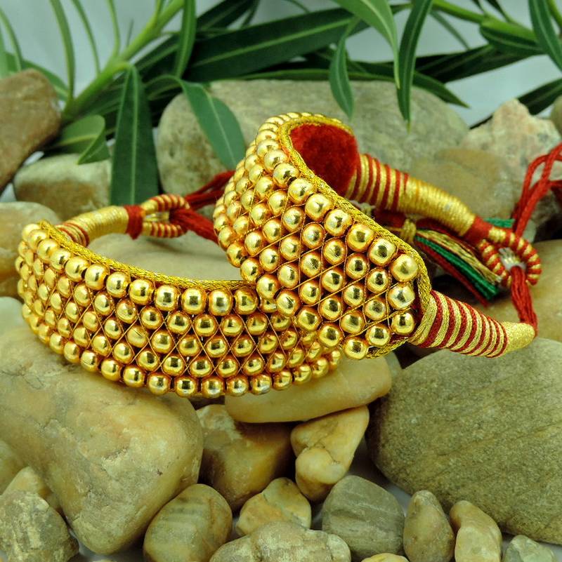 Buy Traditio0l Jaipur Jewellery Gold Beads bajubandh Bracelet Online