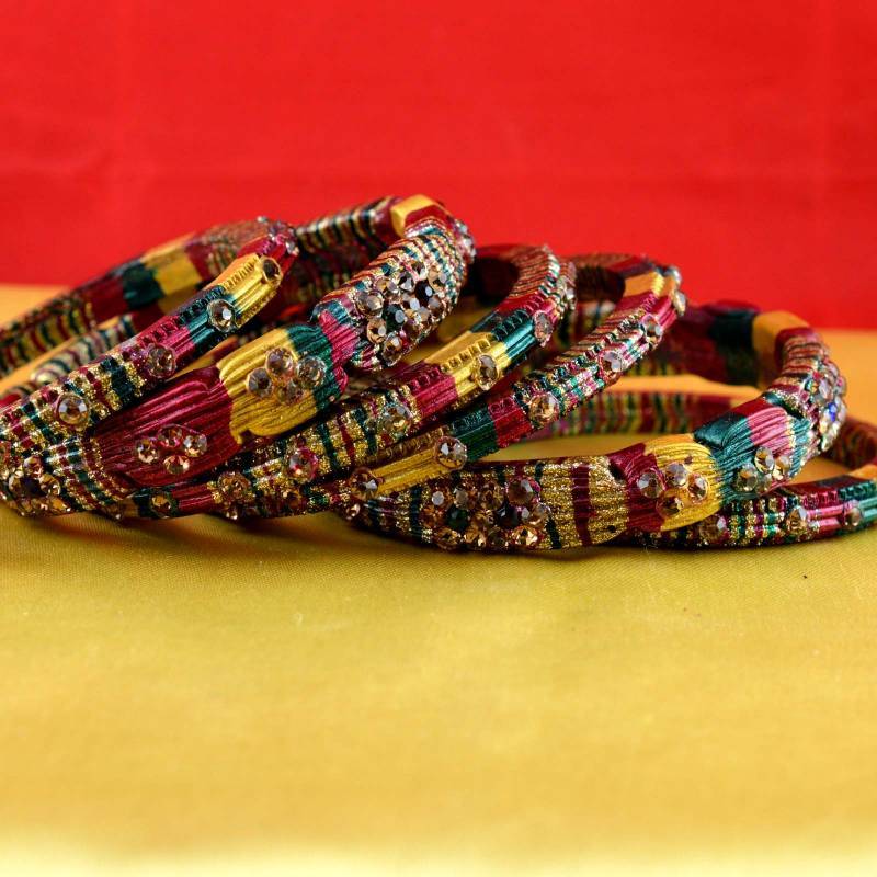 Buy rajasthani lakh bangles muti coulor stone size2.4,2.6 Online