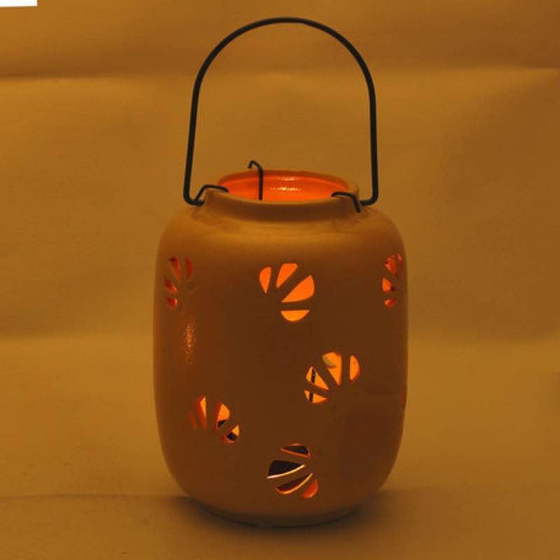 Buy Mini Yellow Ceramic Hanging Enclosed Candle Holder Online